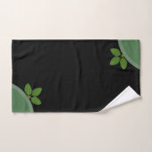 Feuilles de Laurier Vert Moderne sur Fond Noir (Serviette à main)