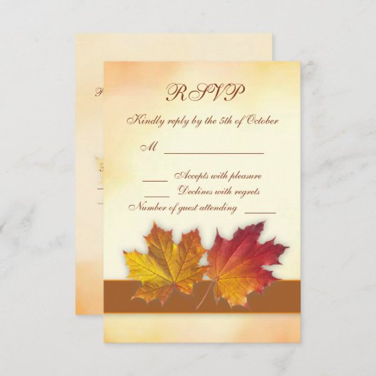 Feuilles de l'érable en or rouge RSVP (Devant / Derrière)