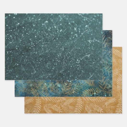Feuilles de marbre sarcelle élégant or  (Lot)