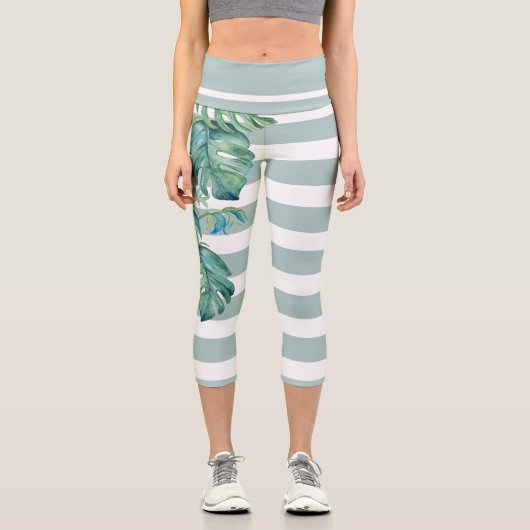 Feuilles de Monstera Leggings Tropicaux (Recto)