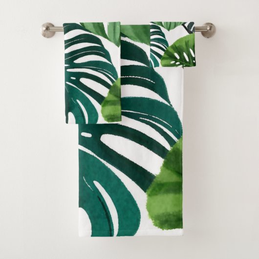 Feuilles de Monstera | Serviette de main simple mo (En situation)