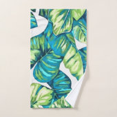 Feuilles de Monstera Tropical et Banana Blue Green (Serviette à main)