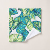 Feuilles de Monstera Tropical et Banana Blue Green (Gant de toilette)