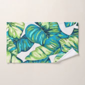 Feuilles de Monstera Tropical et Banana Blue Green (Serviette à main)
