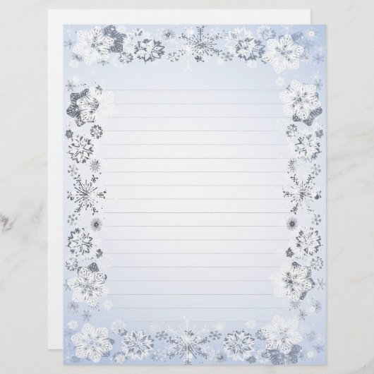 Feuilles de neige Papier à écriture linéaire (Devant / Derrière)