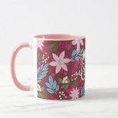 Feuilles de Noël rose violet fleuri Mug (Gauche)