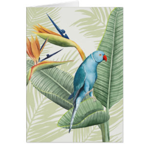 Feuilles De Palme Avec Oiseau Bleu