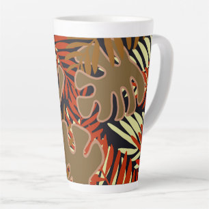 Feuilles de palme en marron, noir orange Latte Mug