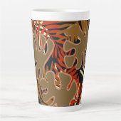 Feuilles de palme en marron, noir orange Latte Mug (Devant)