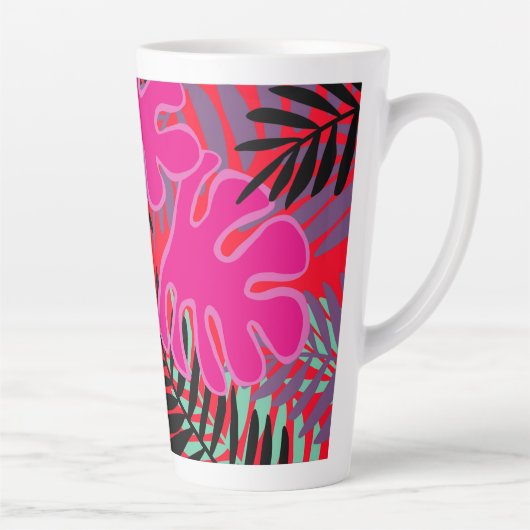 Feuilles de palme rose noir et rouge latte Mug (Droite)
