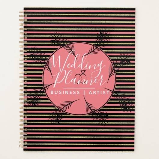 Feuilles de palme Tropical Foil Stripes Mariage (Devant)