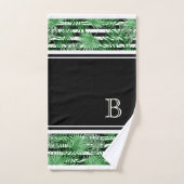 Feuilles de palme tropicales Motif de rayures blan (Serviette à main)