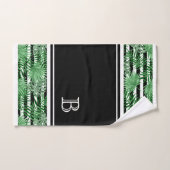 Feuilles de palme tropicales Motif de rayures blan (Serviette à main)