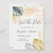 Feuilles de palmier dorées aquarelle Save The Date (Devant)
