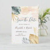 Feuilles de palmier dorées aquarelle Save The Date (Debout devant)