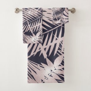 Feuilles de palmier tropical rose doré foncé