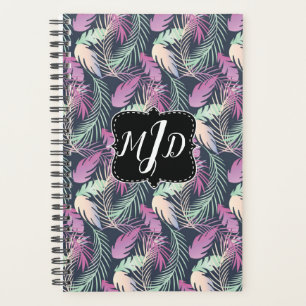 Feuilles de palmier tropicales monogrammées coloré