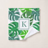 Feuilles de palmier vert monogramme moderne (Gant de toilette)