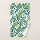 Feuilles de palmier vert tropical Art aquarelle (Serviette à main)