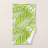 Feuilles de palmier vertes botaniques simples sur (Serviette à main)