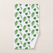 Feuilles de palmier vertes sur fond blanc (Serviette à main)