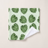 Feuilles de palmiers, Feuilles verts, Motif tropic (Gant de toilette)