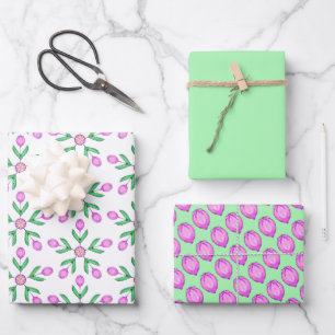 Feuilles de papier à enveloppement rose floral