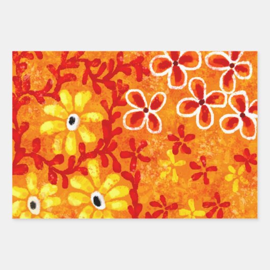 Feuilles de papier à envelopper 3 pc Abstrait oran (Devant)