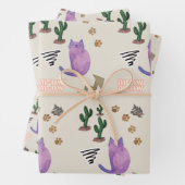 Feuilles de papier à envelopper Chat Poisson Cactu (En situation)