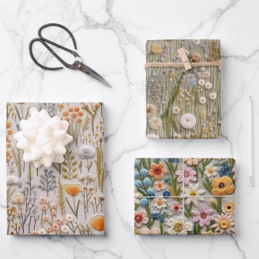 Feuilles de papier à envelopper de broderie mervei (Recto)