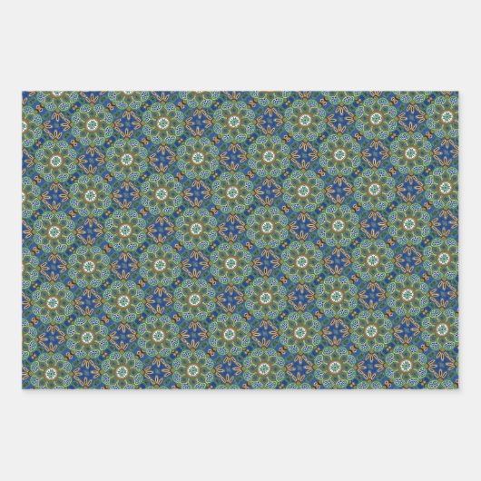 Feuilles de papier à envelopper, ensemble bleu et  (Devant 3)