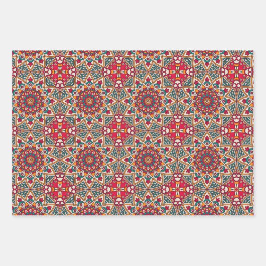 Feuilles de papier à envelopper Mandala Cercle rou (Devant)