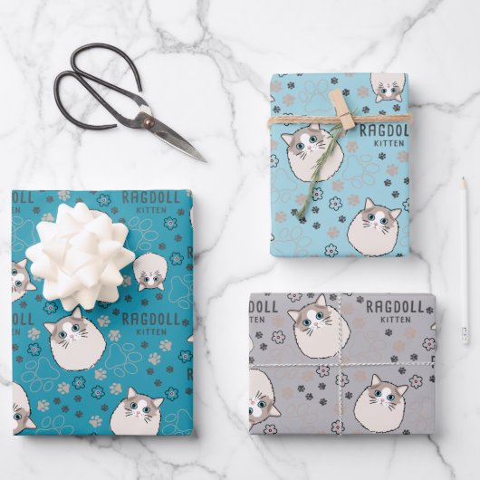 Feuilles de papier à envelopper Ragdoll Kitten (Recto)