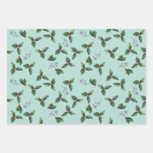 Feuilles de papier à envelopper vert et or Dusty (Devant 3)