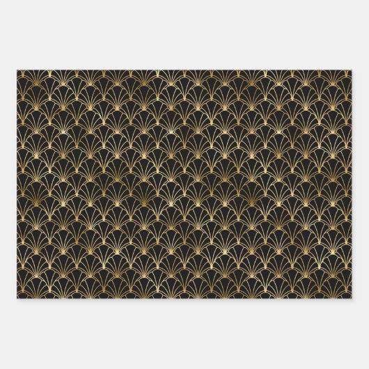 Feuilles de papier Art Déco Gold & Black Wrapper (Devant 3)