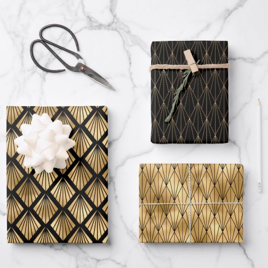 Feuilles de papier Art Déco Gold & Black Wrapper (Recto)