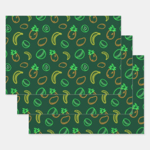 Feuilles de papier cadeau à motif de fruits tropic