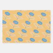 Feuilles de papier cadeau florales bleues et orang (Devant)