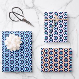 Feuilles de papier cadeau motif Mati Bleu d'Oeil M