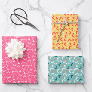 Feuilles de papier cadeau orange vert rouge mignon