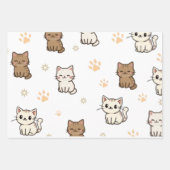 Feuilles de papier cadeau Patte de chat mignonne | (Devant 3)