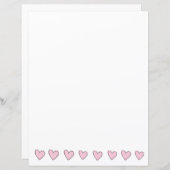 Feuilles de papier - Coeurs roses (Devant / Derrière)