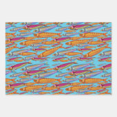 Feuilles de papier colorées enveloppant des poisso (Devant 2)