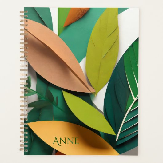 Feuilles de papier coupé en vert et or (Devant)