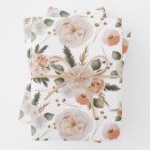 Feuilles de papier d'emballage à fleurs de pêche (En situation)