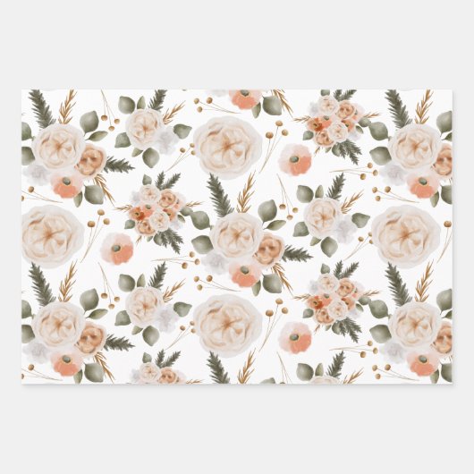 Feuilles de papier d'emballage à fleurs de pêche (Devant)