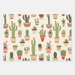 Feuilles de papier d'emballage à motif de cactus f