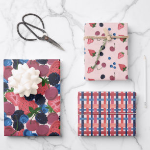 feuilles de papier d'emballage à motifs de baies e