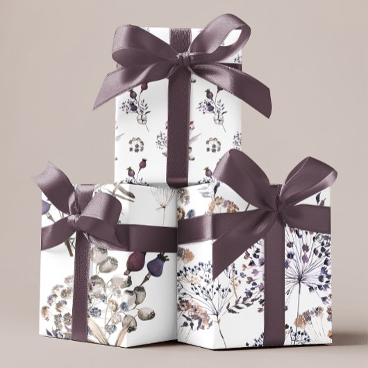 Feuilles de papier d'emballage botanique boho 