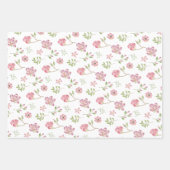 Feuilles de papier d'emballage cadeau à fleurs ros (Devant)